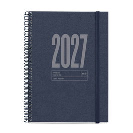 MIQUELRIUS Agenda Anual 2027 Recycled Espiral Tapa Dura Dark Blue