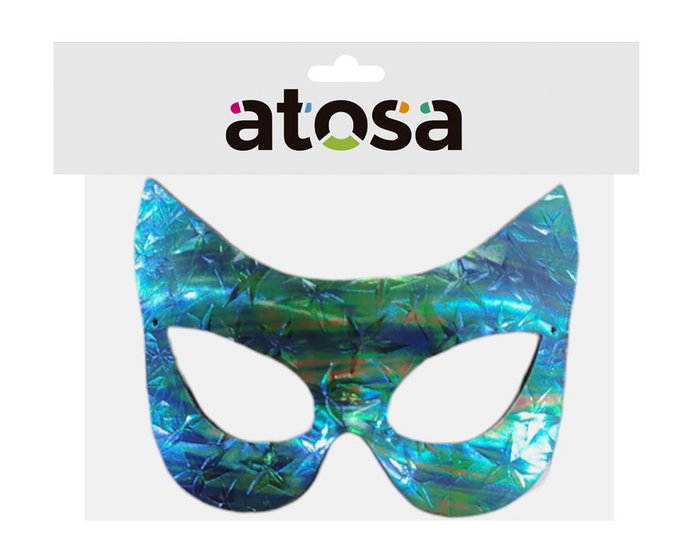 Máscara de Gata Verde Metalizada con Estrellas para Mujer