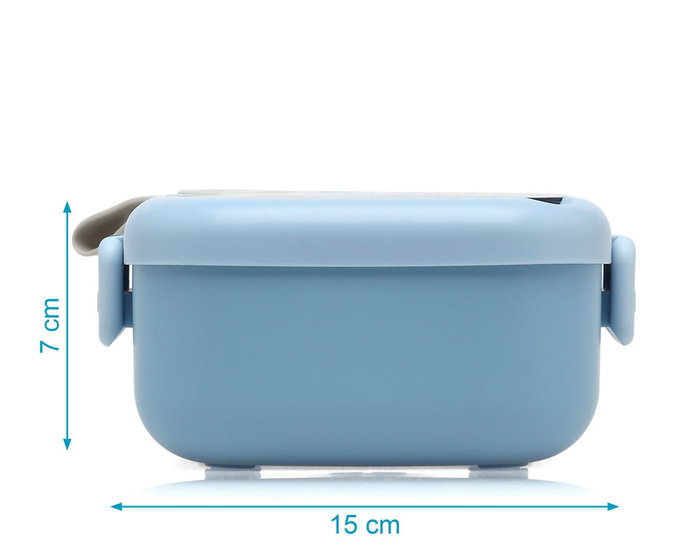 KioKids Caja Almuerzo Azul 750 ml Con Cuchara Gris Hermética Apta Lavavajillas +4 Meses