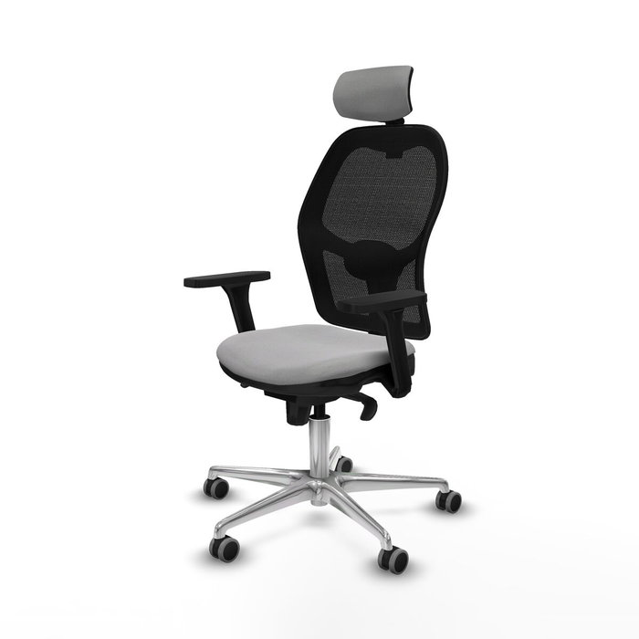 PIQUERAS Y CRESPO Silla de oficina Jorquera con mecanismo Sincro, Tela Gris claro y Malla Negra PIQUERAS Y CRESPO Silla de oficina Jorquera con mecanismo Sincro, Tela Gris claro y Malla Negra