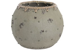 DKD Home Decor Macetero de Metal y Fibra Gris Desgastado