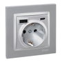 Simon Base enchufe Schuko + USB A + C 10,5 W Aluminio