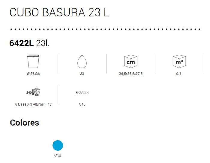 PLASTIKEN Cubo de Basura Nature 23 L Azul 6422L-AZU