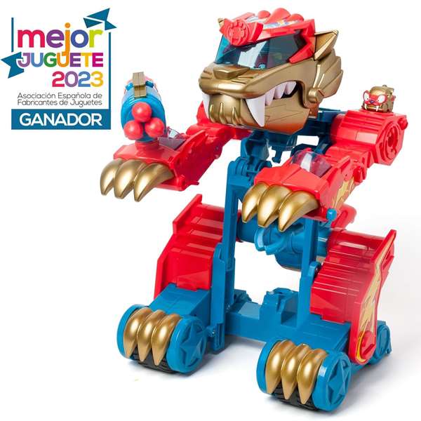 Superthings PSTSP112IN120 Tigerbot, Juguete Transformable de Robot a Vehículo para Niños +3 Años