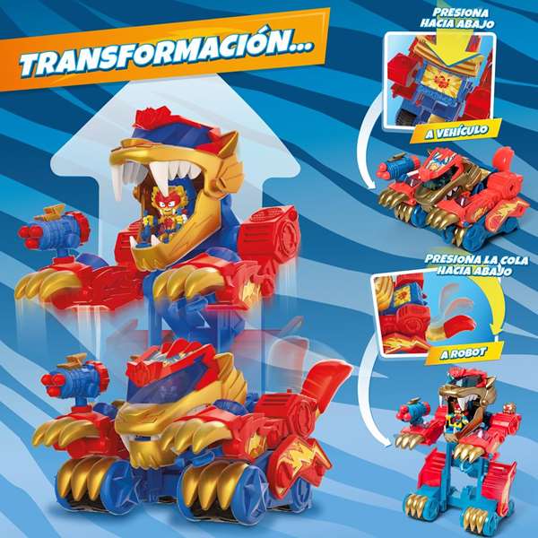 Superthings PSTSP112IN120 Tigerbot, Juguete Transformable de Robot a Vehículo para Niños +3 Años