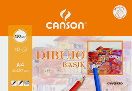 Canson Bloc de Dibujo Basik 10 Hojas, Papel Liso 130 gr, Formato A4 (21x29.7 cm), Set de 20 Unidades (Set de 20)