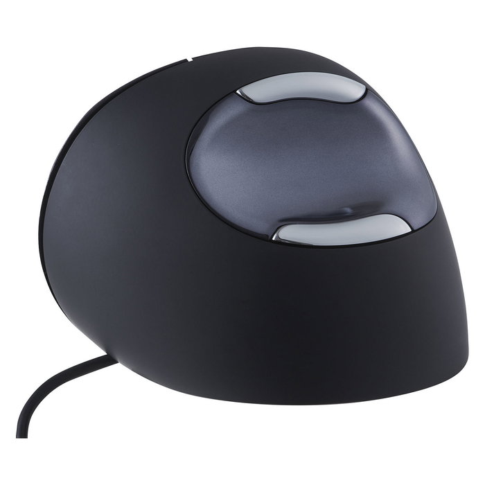 Evoluent BakkerElkhuizen Vertical Mouse D - Ratón Ergonómico Vertical para Mano Derecha, 6 Botones, Sensor Láser 3200 DPI, Conexión USB, Negro, Tamaño S