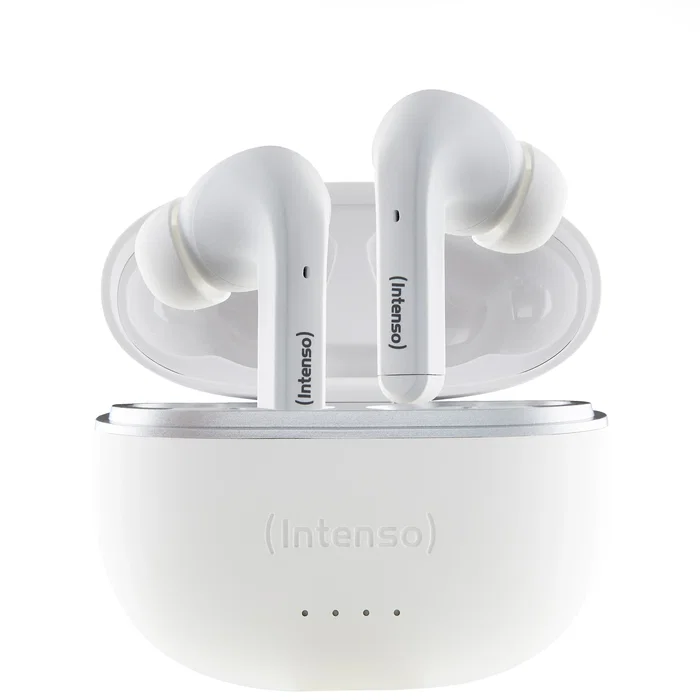 Intenso Buds T302A Auriculares Inalámbricos True Wireless (TWS) con Cancelación Activa de Ruido (ANC), Bluetooth 5.3, 35h Autonomía, Blanco