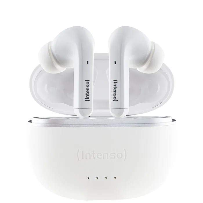 Intenso Buds T302A Auriculares Inalámbricos True Wireless (TWS) con Cancelación Activa de Ruido (ANC), Bluetooth 5.3, 35h Autonomía, Blanco