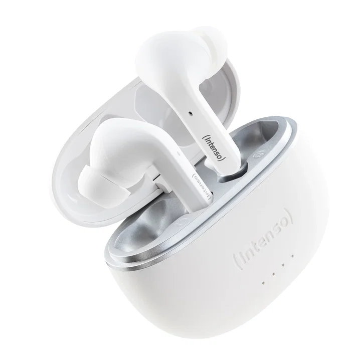 Intenso Buds T302A Auriculares Inalámbricos True Wireless (TWS) con Cancelación Activa de Ruido (ANC), Bluetooth 5.3, 35h Autonomía, Blanco