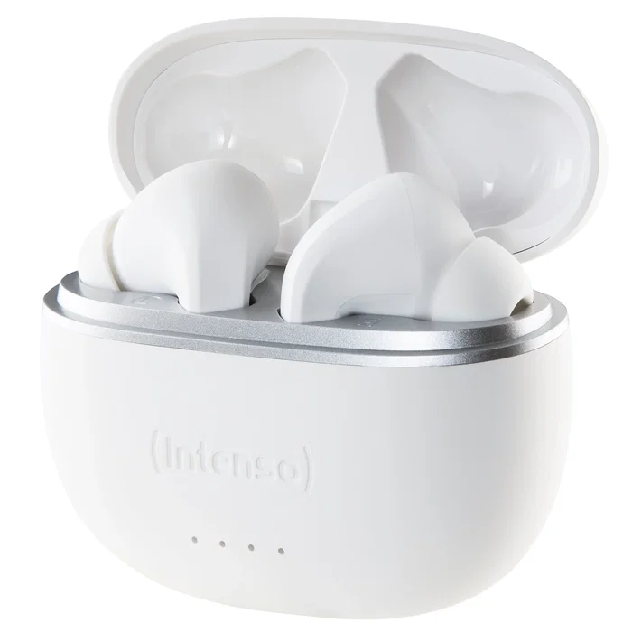Intenso Buds T302A Auriculares Inalámbricos True Wireless (TWS) con Cancelación Activa de Ruido (ANC), Bluetooth 5.3, 35h Autonomía, Blanco