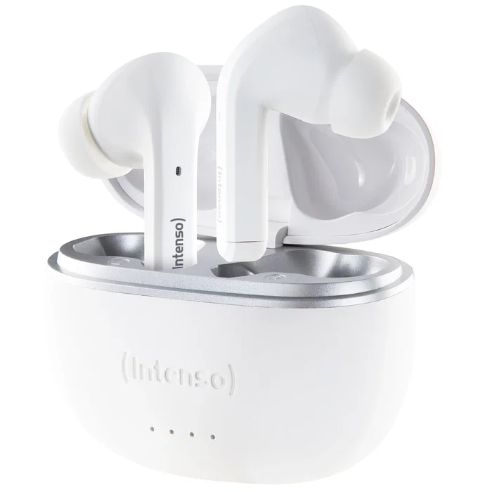 Intenso Buds T302A Auriculares Inalámbricos True Wireless (TWS) con Cancelación Activa de Ruido (ANC), Bluetooth 5.3, 35h Autonomía, Blanco