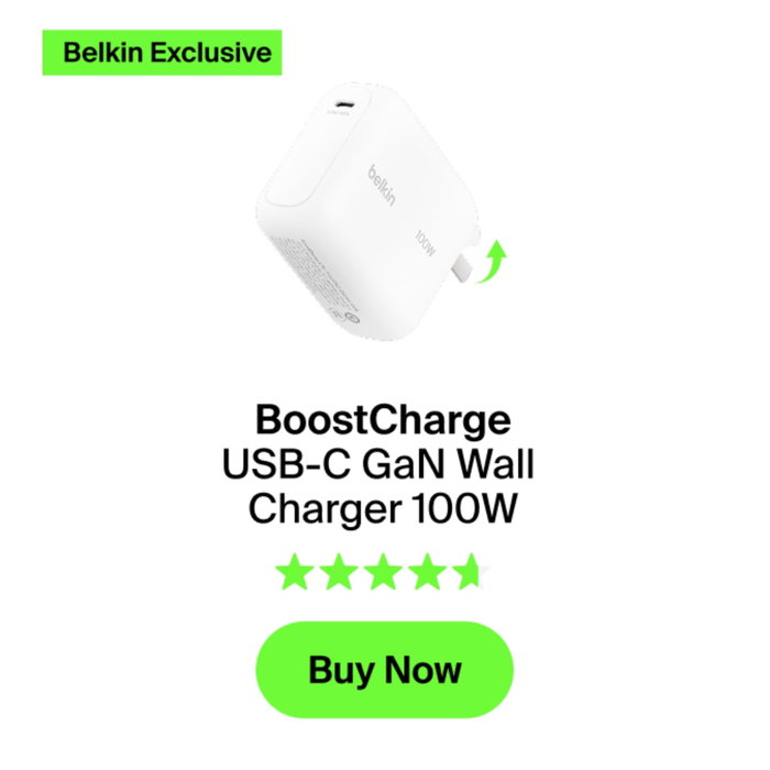 Belkin BoostCharge 100W USB-C GaN WCH025kqWH Blanco Belkin BoostCharge 100W USB-C GaN WCH025kqWH Blanco