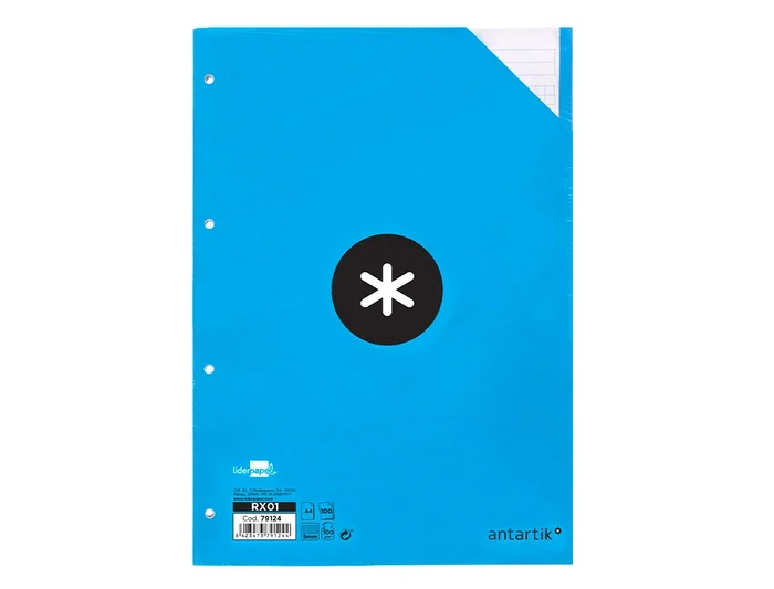 Antartik Recambio A4 100 Hojas 90gr Cuadro 5mm 4 Taladros Bandas 5 Colores Papel Extrablanco Escritura Fluida