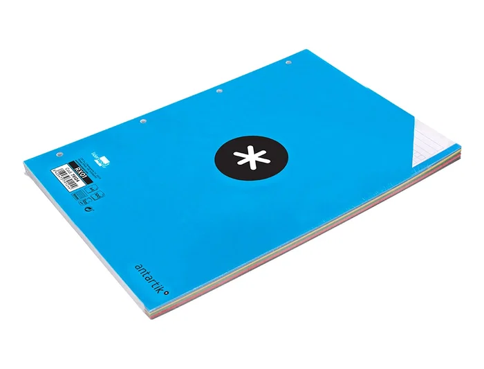 Antartik Recambio A4 100 Hojas 90gr Cuadro 5mm 4 Taladros Bandas 5 Colores Papel Extrablanco Escritura Fluida