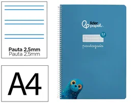 Liderpapel Cuaderno espiral A4 Pautaguía tapa blanda 80 hojas 75gr cuadro pautado 2,5mm color azul