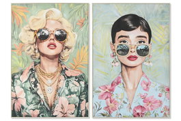 DKD Home Decor Cuadro Lienzo Marylin Audrey Surtido de 2 unidades 82,5x122,5 cm