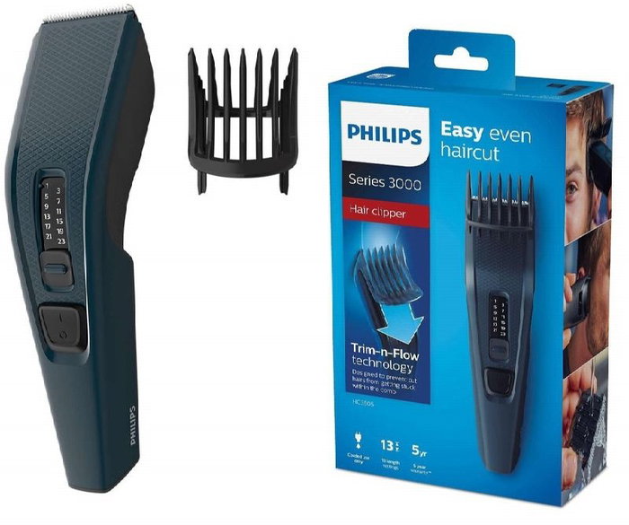PHILIPS Cortapelo con Cable para Barba y Pelo, Máquina de Cortar el Cabello para Hombre