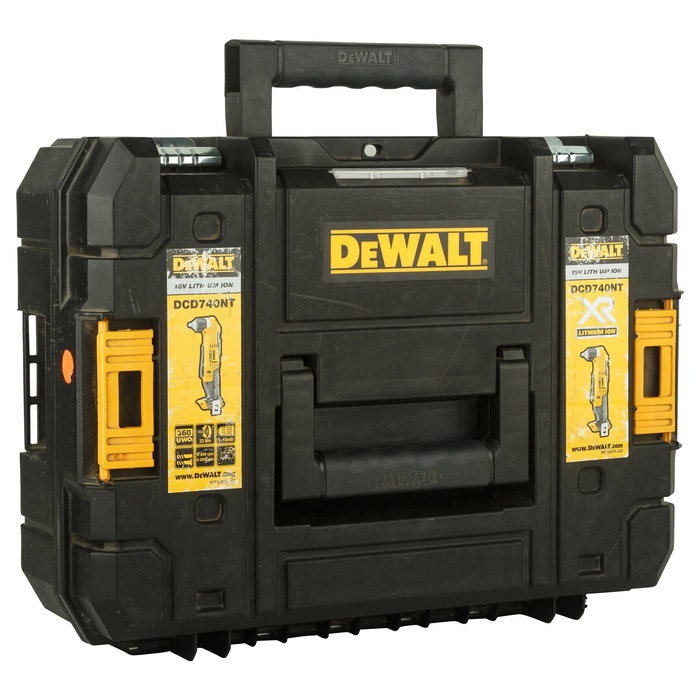 DeWALT DCD740NT-XJ Taladro de Ángulo Recto 18V Sin Llave - Capacidad 44.5 mm, 2000 RPM, Negro/Amarillo