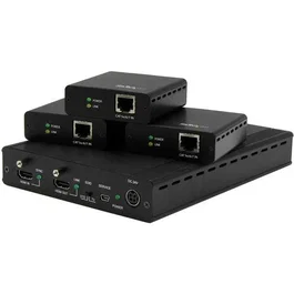 StarTech.com ST124HDBT - Kit Extensor HDBaseT HDMI a Ethernet 3 Puertos - Transmisor + 3 Receptores - 4K @ 30Hz hasta 70m con Cable CAT5e/6/7