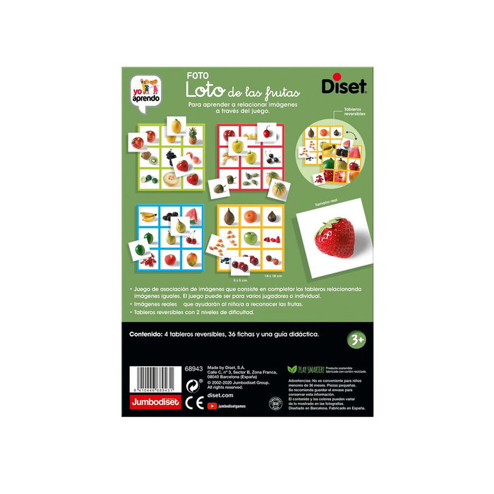 DISET Loto de las Frutas 68943 Juego Educativo Español para Niños +3 Años