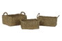 DKD Home Decor Set de 3 Cestas de Seagrass Natural 36x27x19 cm