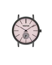 Watxandco WXCA1021 Reloj para Mujer con Caja de Metal Negra y Esfera Rosa