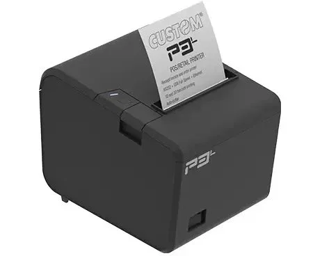 CUSTOM P3L Impresora de recibos térmica 203 x 203 DPI, alámbrica, USB/Ethernet/Serie, 200 mm/s, 80 mm, corte automático, código de barras 1D/2D, negro
