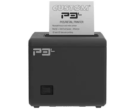 CUSTOM P3L Impresora de recibos térmica 203 x 203 DPI, alámbrica, USB/Ethernet/Serie, 200 mm/s, 80 mm, corte automático, código de barras 1D/2D, negro