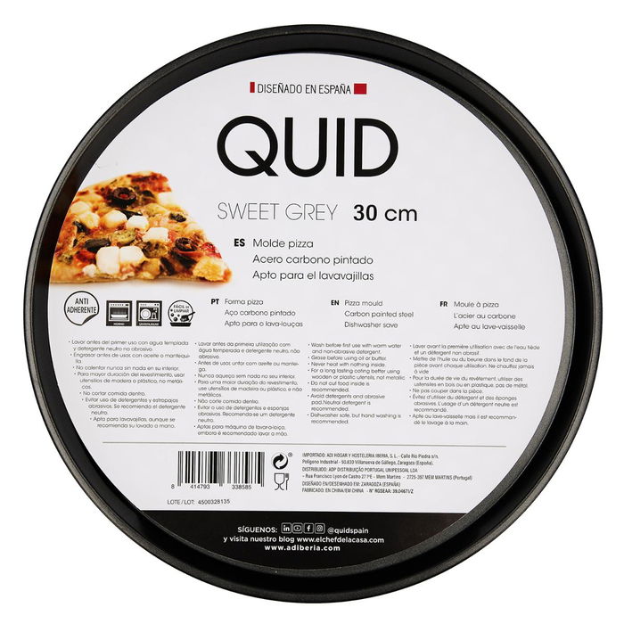Bandeja Pizza Acero Pintado Sweet Grey Quid 30x0,9 cm (12 Unidades)