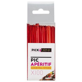 Pick and Drink Juego de 100 Palillos Aperitivo 9 cm Colores Surtidos Transparentes