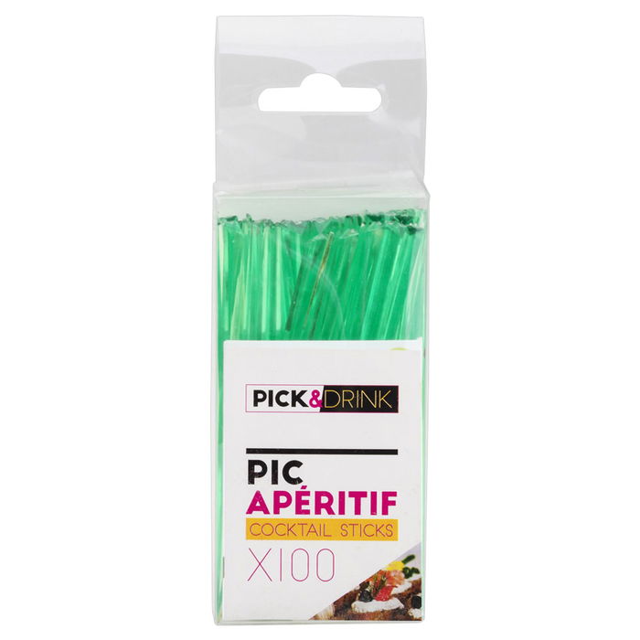 Pick and Drink Juego de 100 Palillos Aperitivo 9 cm Colores Surtidos Transparentes