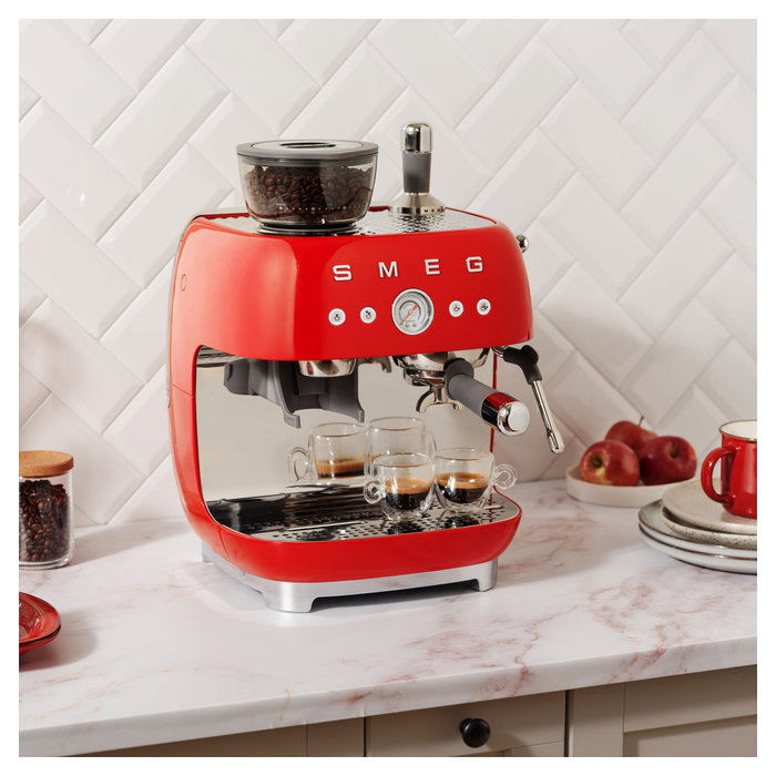 Smeg EGF03RDEU Máquina de Café Espresso 50s Style, Automática, 2.4L, Rojo