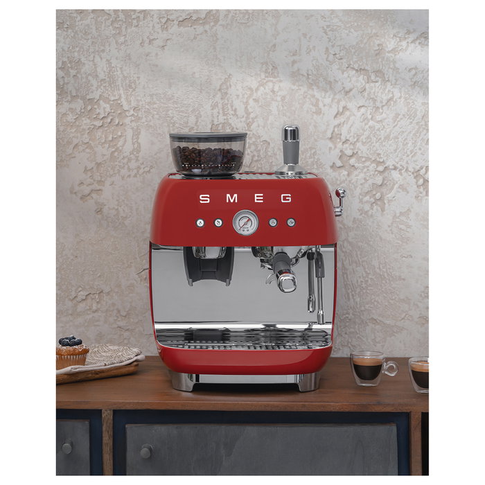 Smeg EGF03RDEU Máquina de Café Espresso 50s Style, Automática, 2.4L, Rojo