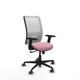 PIQUERAS Y CRESPO Silla de oficina Zulema Rosa y Blanco con mecanismo Sincro