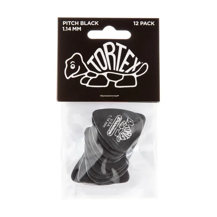 Dunlop Púas Tortex Pitch Black Standard 1,14 mm (Pack de 12) Dunlop Púas Tortex Pitch Black Standard 1,14 mm (Pack de 12)