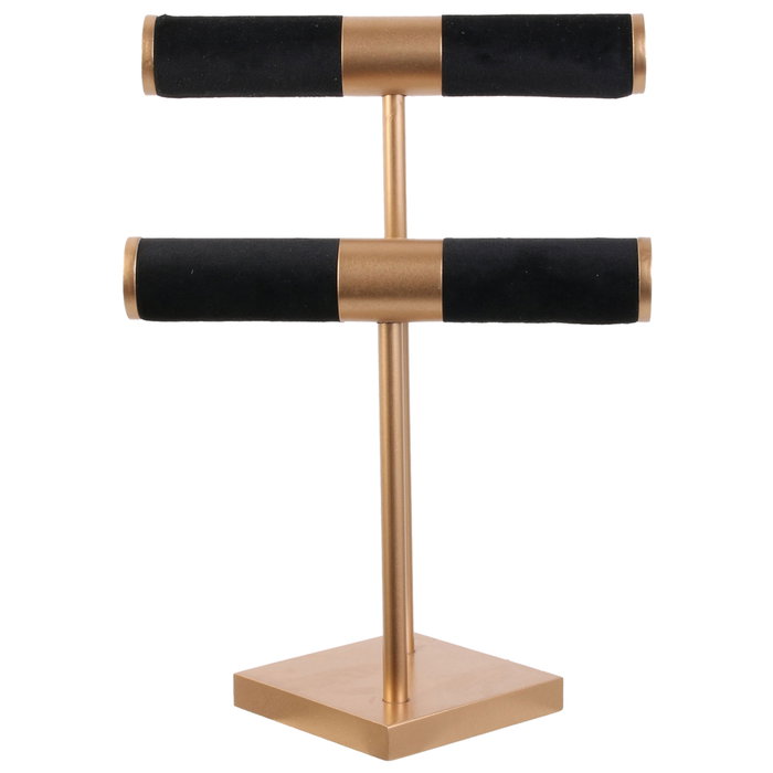 Home Deco Factory Porta Joyas Doble Negro-Dorado 21x14x30.5 cm