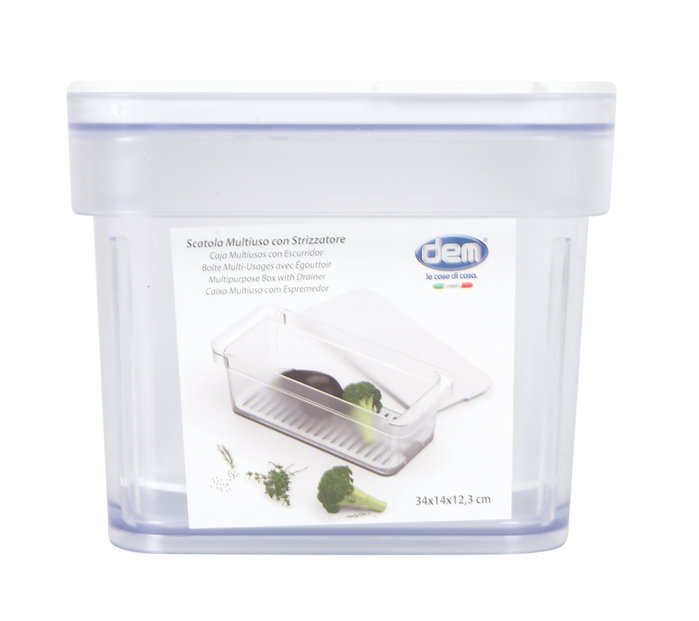 Inde Caja Multiusos Transparente con Escurridor, Pack de 6 Unidades