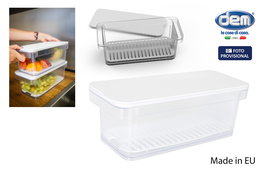Inde Caja Multiusos Transparente con Escurridor, Organizador de Almacenamiento, Medidas 35x14.5x12.5 cm, Peso 3.72 kg (6 Unidades)