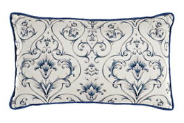 DKD Home Decor Cojin Shabby Azul Floral Poliester Velvet 50 x 10 x 30 cm