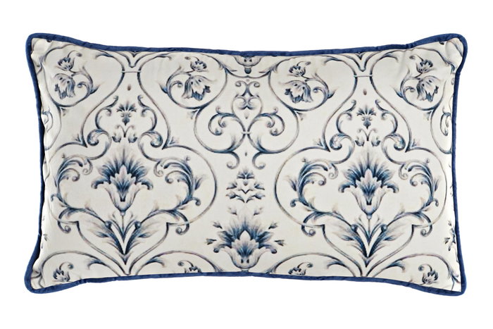 DKD Home Decor Cojin Shabby Azul Floral Poliester Velvet 50 x 10 x 30 cm DKD Home Decor Cojin Shabby Azul Floral Poliester Velvet 50 x 10 x 30 cm