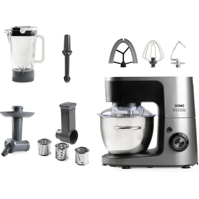 DOMO Batidora de Pie Multifunción 1200W 4,5L 8 Velocidades + Pulse Gris/Negro DOMO Batidora de Pie Multifunción 1200W 4,5L 8 Velocidades + Pulse Gris/Negro