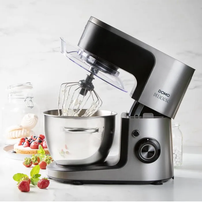 DOMO Batidora de Pie Multifunción 1200W 4,5L 8 Velocidades + Pulse Gris/Negro DOMO Batidora de Pie Multifunción 1200W 4,5L 8 Velocidades + Pulse Gris/Negro