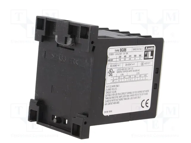 LOVATO ELECTRIC Contactor BG 3-polar 6A 24VAC