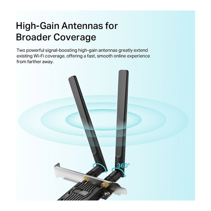 TP-Link Archer TX20E Adaptador PCIe AX1800 Wi-Fi 6 y Bluetooth 5.2 TP-Link Archer TX20E Adaptador PCIe AX1800 Wi-Fi 6 y Bluetooth 5.2
