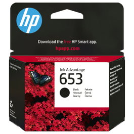 HP Cartucho de Tinta Original Advantage 653 Negro 3YM75AE - Rendimiento Estándar, 6 ml, 360 Páginas