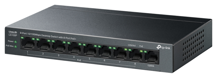 TP-Link LiteWave LS109P Switch de 9 Puertos con 8 Puertos PoE+