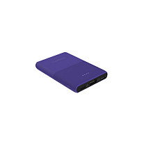 Terratec P50 Pocket - Powerbank Portátil 5000 mAh Polímero de Litio 2.1A con 2 Puertos (USB y USB-C) - Color Púrpura