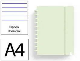 Carchivo Cuaderno Ingeniox Foam A4 80h Rayado Horizontal Verde Pastel