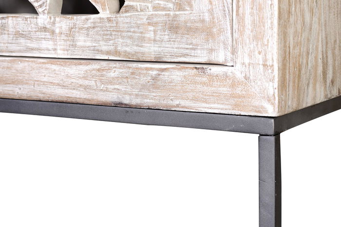 Giner Y Colomer Vitrina Madera Mango Maciza 2 Puertas Pata Metal Blanco Gris Envejecido Giner Y Colomer Vitrina Madera Mango Maciza 2 Puertas Pata Metal Blanco Gris Envejecido